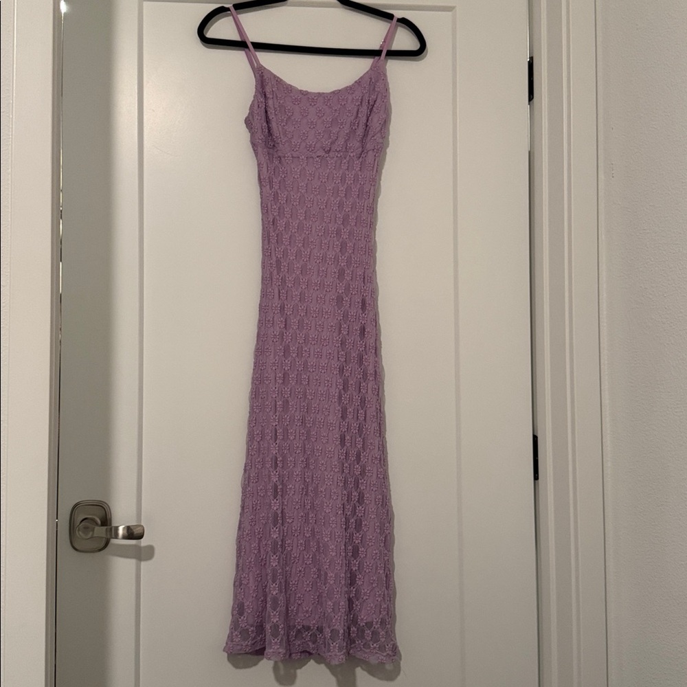 Lulus b right purple floral lace dress